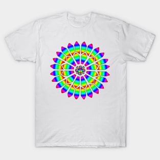 Rainbow Stained Glass Flower Mandala Window T-Shirt